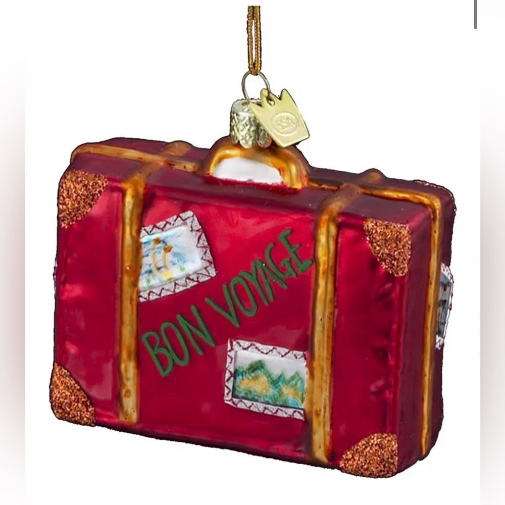 Kurt Adler 3.5in Glass Bon Voyage Suitcase Ornament, NWT 🧳 - Picture 4 of 5